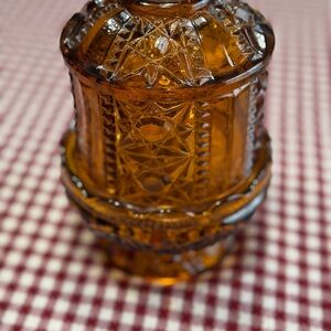 Indiana Glass Amber Stars & Bars Fairy Lamp